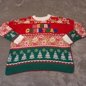 Holiday time Womens "Merry Christmas" Ugly Sweater size Plus 1X.